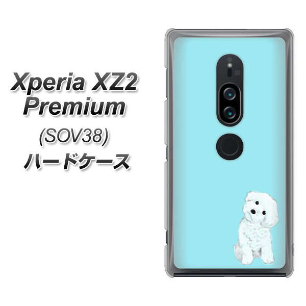 au エクスペリア XZ2 プレミアム SOV38 高画質仕上げ 背面印刷 ハードケース【YJ070 トイプードルホワイト(ブルー)】