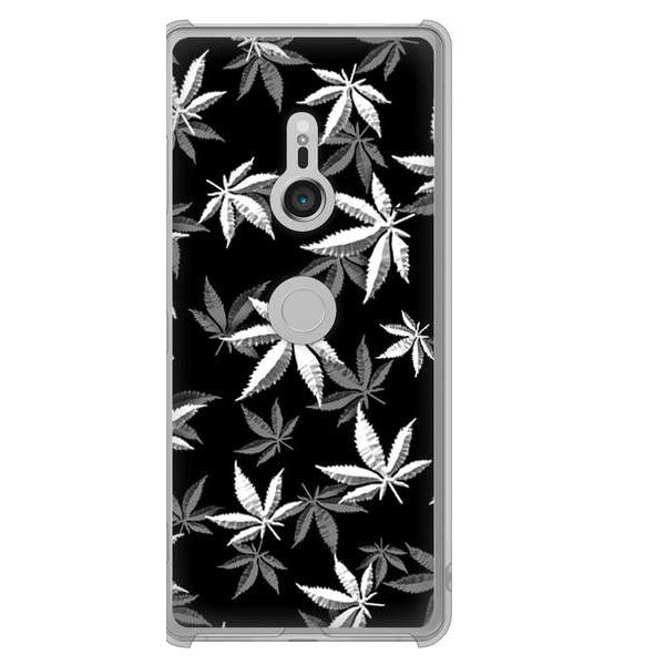 Xperia XZ3 SOV39 au 高画質仕上げ 背面印刷 ハードケース 【064 モノトーン大麻ブラック】