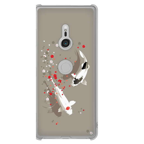 Xperia XZ3 SOV39 au 高画質仕上げ 背面印刷 ハードケース 【367 よりそう鯉】