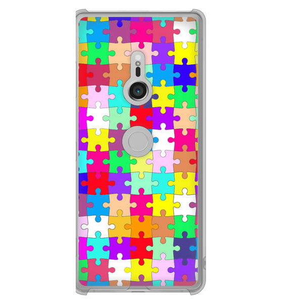 Xperia XZ3 SOV39 au 高画質仕上げ 背面印刷 ハードケース 【727 カラフルパズル】