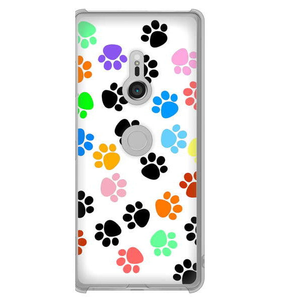 Xperia XZ3 SOV39 au 高画質仕上げ 背面印刷 ハードケース 【1108 あしあとカラフル】