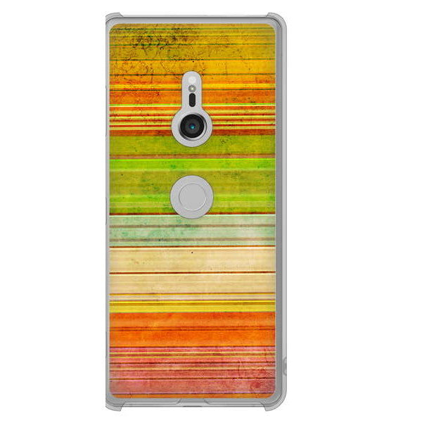 Xperia XZ3 SOV39 au 高画質仕上げ 背面印刷 ハードケース 【1324 ビンテージボーダー(色彩)】