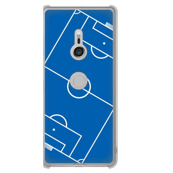 Xperia XZ3 SOV39 au 高画質仕上げ 背面印刷 ハードケース 【IB922 SOCCER_ピッチ】