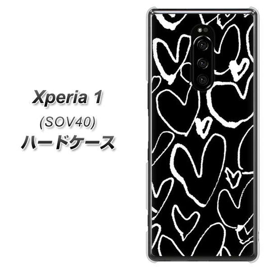 Xperia 1 SOV40 au 1124 ハート BK&WH ハードケース 背面印刷