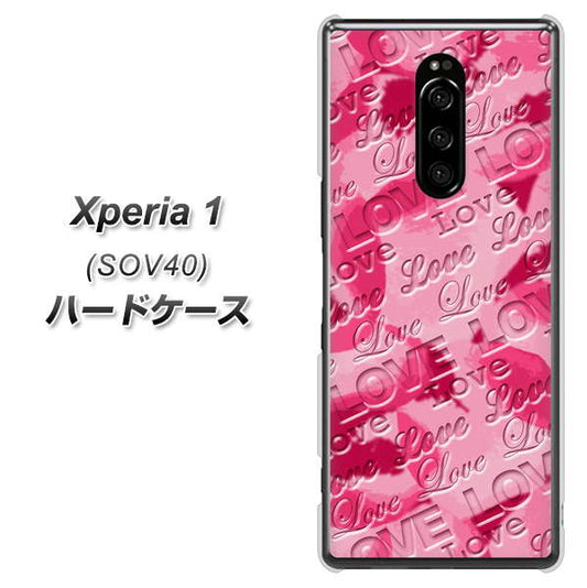 au エクスぺリア ワン SOV40 高画質仕上げ 背面印刷 ハードケース【SC845 フラワーヴェルニLOVE濃いピンク(ローズアンディアン)】