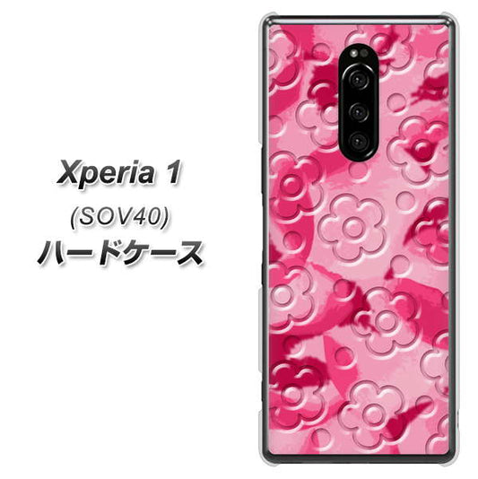 au エクスぺリア ワン SOV40 高画質仕上げ 背面印刷 ハードケース【SC847 フラワーヴェルニ花濃いピンク(ローズアンディアン)】