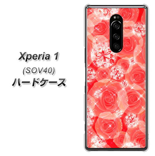 Xperia 1 SOV40 au VA816 ダイヤモンドとバラ ハードケース 背面印刷