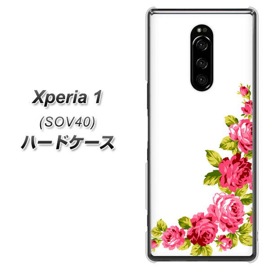 Xperia 1 SOV40 au VA825 バラのフレーム(白) ハードケース 背面印刷