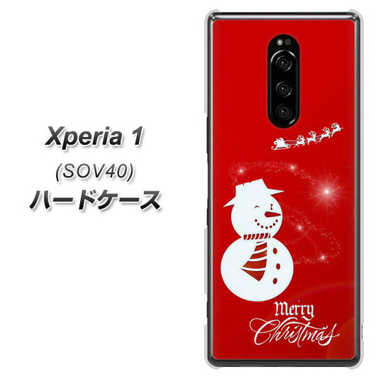Xperia 1 SOV40 au XA802 ウインク雪だるま ハードケース 背面印刷