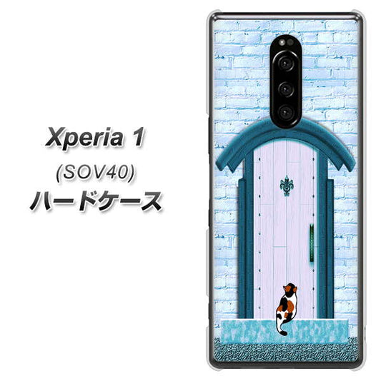 Xperia 1 SOV40 au YA953 石ドア03 素材クリア ハードケース 背面印刷