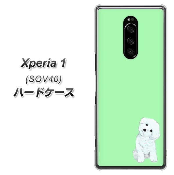 au エクスぺリア ワン SOV40 高画質仕上げ 背面印刷 ハードケース【YJ071 トイプードルホワイト(グリーン)】