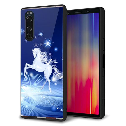 au エクスペリア5 SOV41 強化ガラス&TPUスマホケース ガラプリ【436 ペガサス】