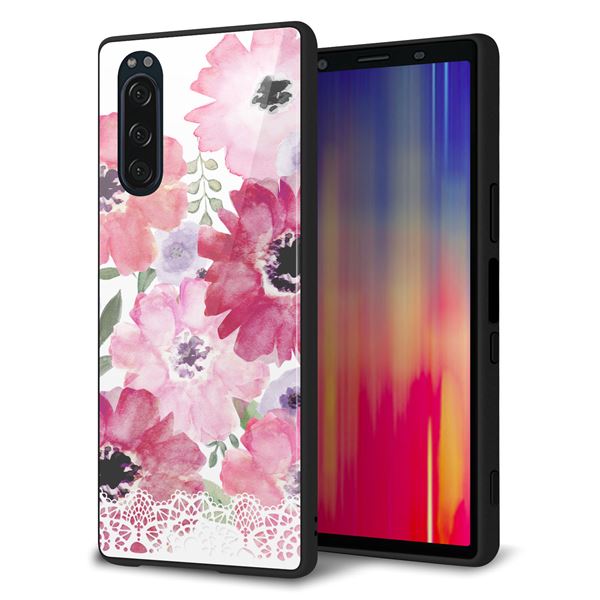 au エクスペリア5 SOV41 強化ガラス&TPUスマホケース ガラプリ【SC943 ドゥ・パフューム1】