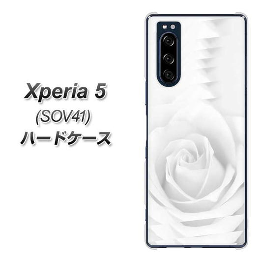 au エクスペリア5 SOV41 高画質仕上げ 背面印刷 ハードケース【402 ホワイトRose】