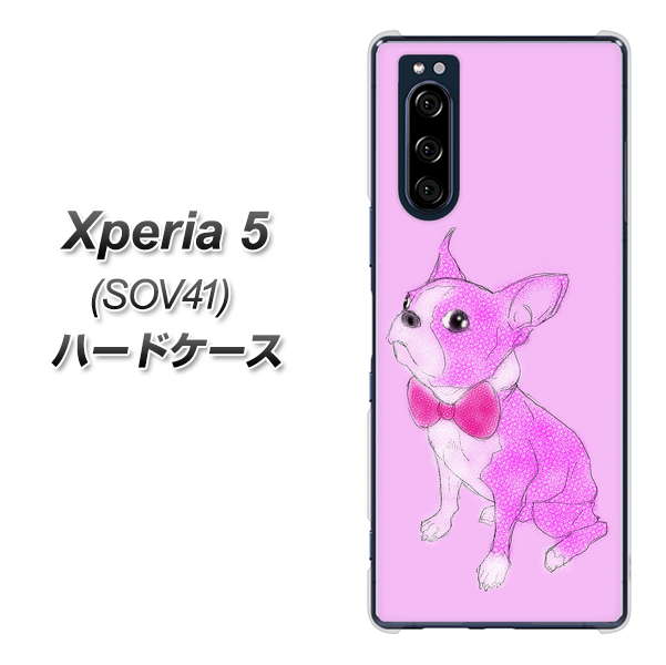 au エクスペリア5 SOV41 高画質仕上げ 背面印刷 ハードケース【YD852 ボストンテリア03】