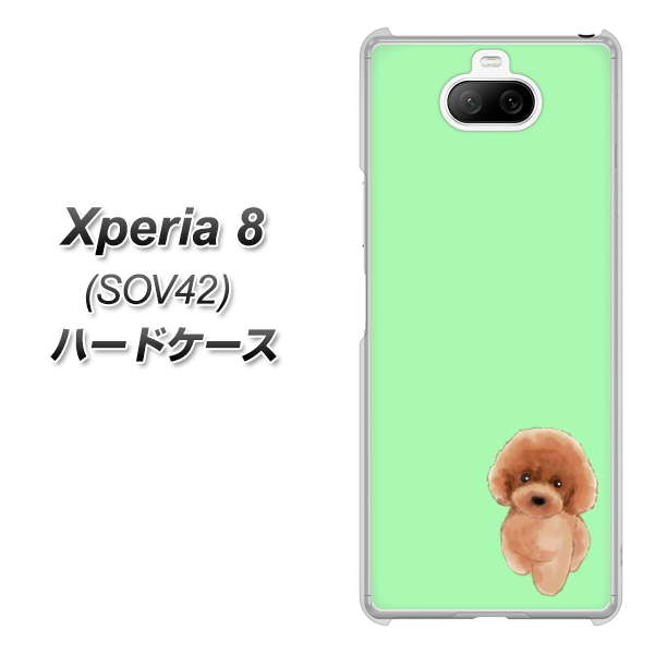 au エクスペリア8 SOV42 高画質仕上げ 背面印刷 ハードケース【YJ052 トイプードルレッド( グリーン)】