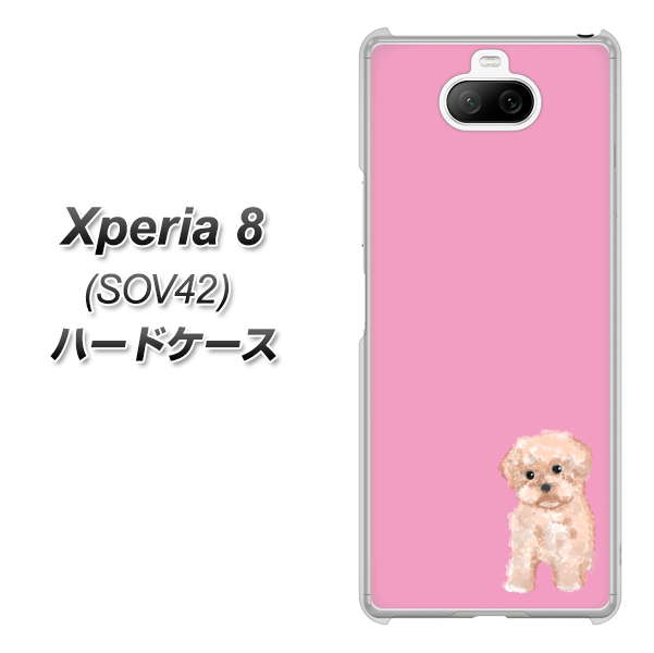au エクスペリア8 SOV42 高画質仕上げ 背面印刷 ハードケース【YJ061 トイプードルアプリコット(ピンク)】