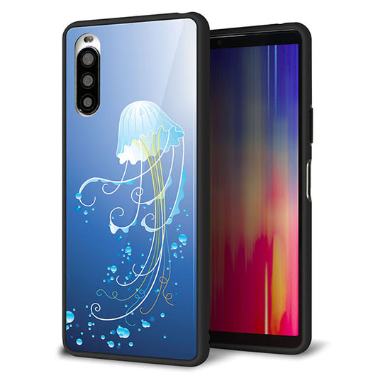 au エクスペリア10 II SOV43 強化ガラス&TPUスマホケース ガラプリ【362 ジェリーフィシュ】