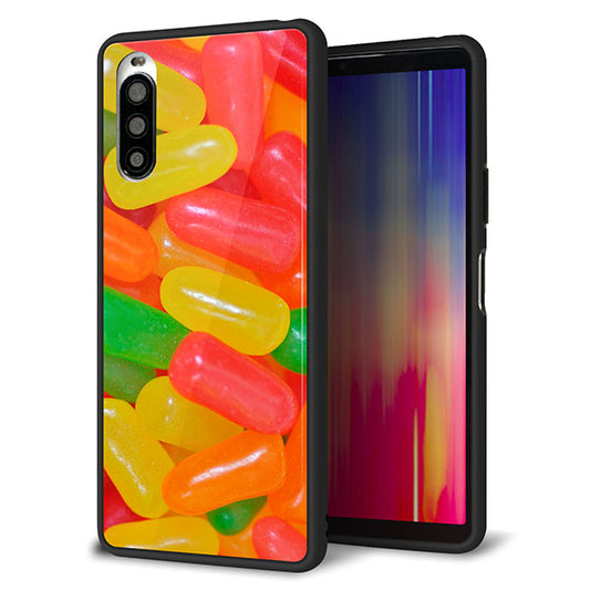 au エクスペリア10 II SOV43 強化ガラス&TPUスマホケース ガラプリ【449 ジェリービーンズ】