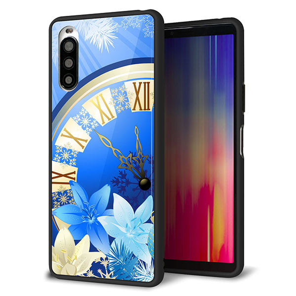 au エクスペリア10 II SOV43 強化ガラス&TPUスマホケース ガラプリ【601 静寂なる青い時】