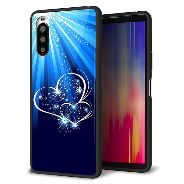 au エクスペリア10 II SOV43 強化ガラス&TPUスマホケース ガラプリ【702 スイミングハート】