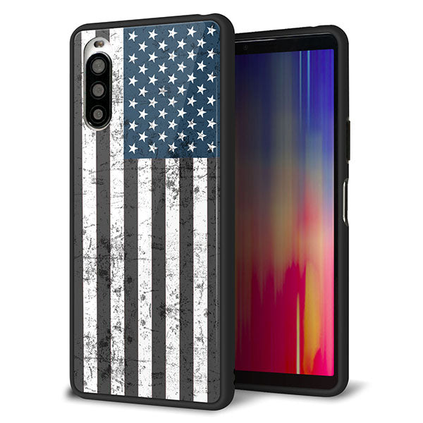 au エクスペリア10 II SOV43 強化ガラス&TPUスマホケース ガラプリ【EK864 アメリカンフラッグビンテージ】