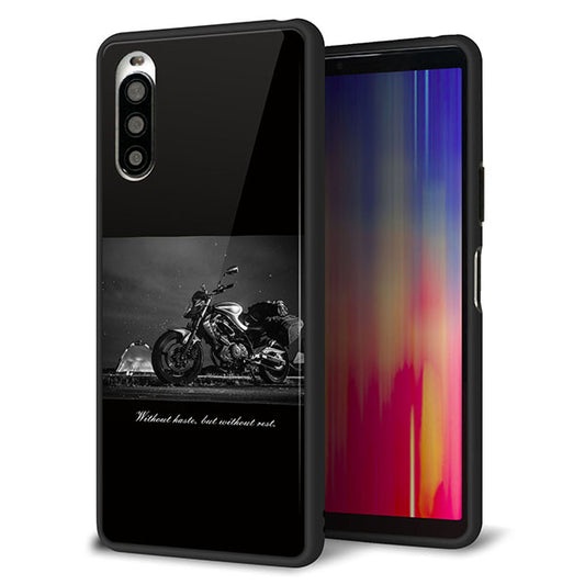au エクスペリア10 II SOV43 強化ガラス&TPUスマホケース ガラプリ【KM879 バイク】