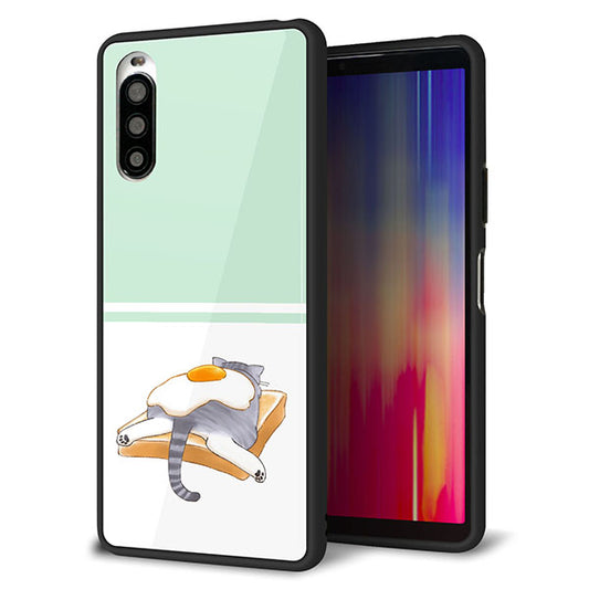 au エクスペリア10 II SOV43 強化ガラス&TPUスマホケース ガラプリ【KM960 目玉焼き】