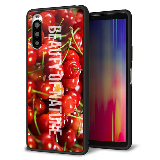 au エクスペリア10 II SOV43 強化ガラス&TPUスマホケース ガラプリ【MA883 チェリー】