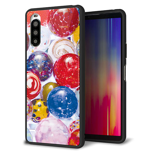 au エクスペリア10 II SOV43 強化ガラス&TPUスマホケース ガラプリ【MA935 ヨーヨー】