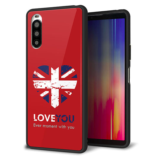 au エクスペリア10 II SOV43 強化ガラス&TPUスマホケース ガラプリ【SC804 ユニオンジャック ハートビンテージレッド】