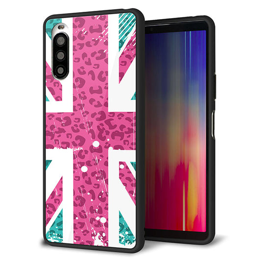 au エクスペリア10 II SOV43 強化ガラス&TPUスマホケース ガラプリ【SC807 ユニオンジャック ピンクヒョウ柄】