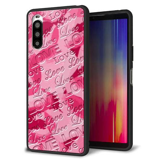 au エクスペリア10 II SOV43 強化ガラス&TPUスマホケース ガラプリ【SC845 フラワーヴェルニLOVE濃いピンク(ローズアンディアン)】