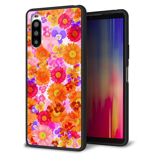 au エクスペリア10 II SOV43 強化ガラス&TPUスマホケース ガラプリ【SC869 リバティプリント フルールドパルファン(ピンク)】