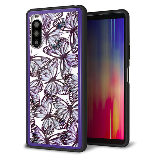 au エクスペリア10 II SOV43 強化ガラス&TPUスマホケース ガラプリ【SC903 ガーデンバタフライ パープル】