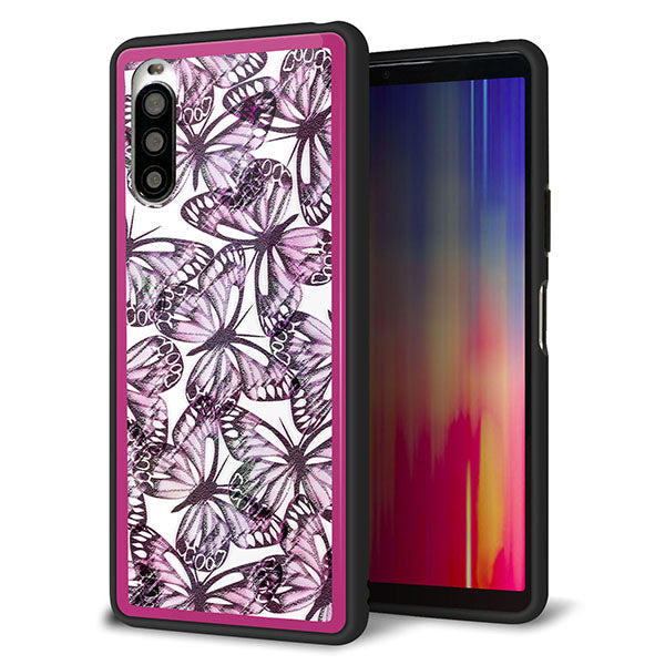 au エクスペリア10 II SOV43 強化ガラス&TPUスマホケース ガラプリ【SC904 ガーデンバタフライ ピンク】