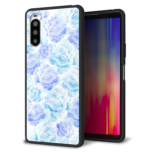 au エクスペリア10 II SOV43 強化ガラス&TPUスマホケース ガラプリ【SC927 ローズ ブルー】