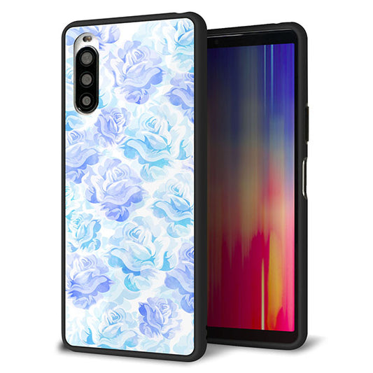 au エクスペリア10 II SOV43 強化ガラス&TPUスマホケース ガラプリ【SC927 ローズ ブルー】