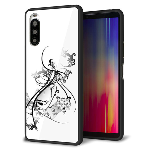 au エクスペリア10 II SOV43 強化ガラス&TPUスマホケース ガラプリ【VA832 パンサーと美女】