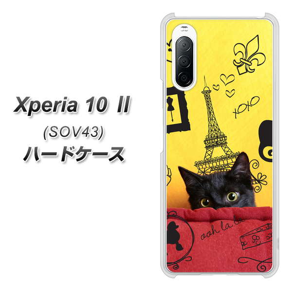 au エクスペリア10 II SOV43 高画質仕上げ 背面印刷 ハードケース【686 パリの子猫】