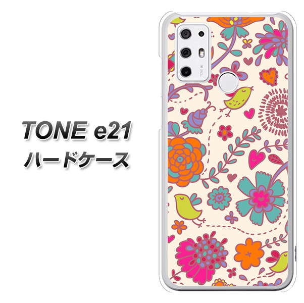SIMフリー トーンモバイル TONE e21 高画質仕上げ 背面印刷 ハードケース【323 小鳥と花】
