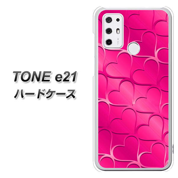 SIMフリー トーンモバイル TONE e21 高画質仕上げ 背面印刷 ハードケース【1347 かくれハート(ショッキングピンク)】