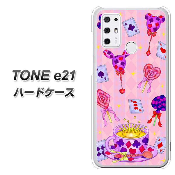 SIMフリー トーンモバイル TONE e21 高画質仕上げ 背面印刷 ハードケース【AG817 トランプティー(ピンク)】