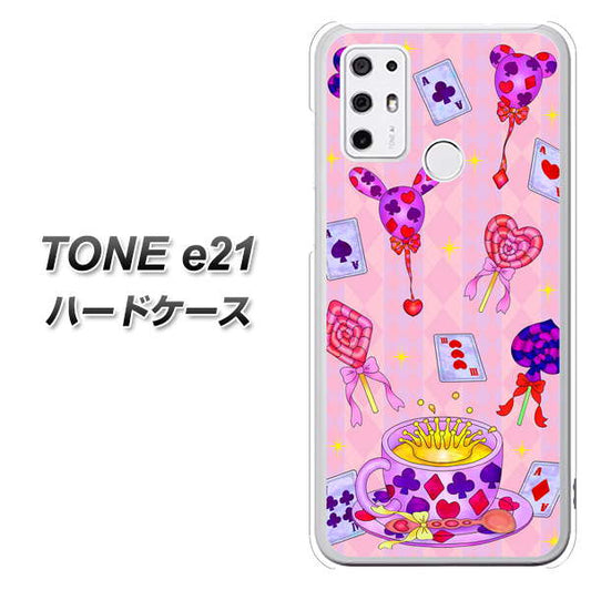 SIMフリー トーンモバイル TONE e21 高画質仕上げ 背面印刷 ハードケース【AG817 トランプティー(ピンク)】