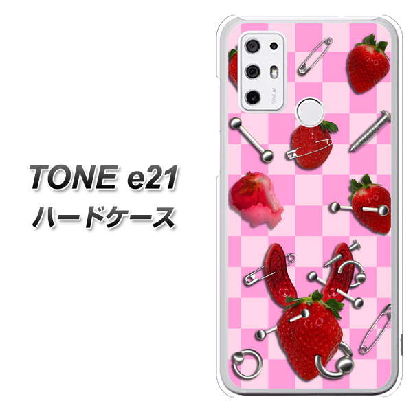 SIMフリー トーンモバイル TONE e21 高画質仕上げ 背面印刷 ハードケース【AG832 苺パンク(ピンク)】