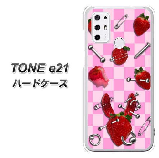 SIMフリー トーンモバイル TONE e21 高画質仕上げ 背面印刷 ハードケース【AG832 苺パンク(ピンク)】