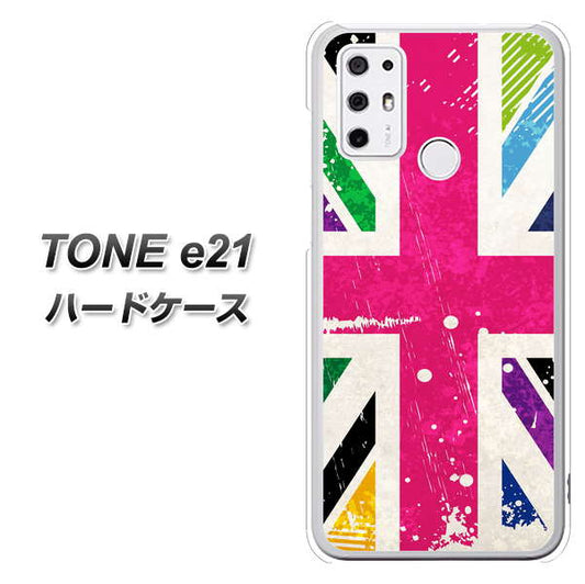 SIMフリー トーンモバイル TONE e21 高画質仕上げ 背面印刷 ハードケース【SC806 ユニオンジャック ピンクビンテージ】