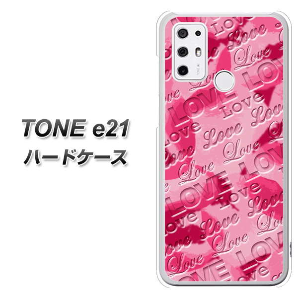 SIMフリー トーンモバイル TONE e21 高画質仕上げ 背面印刷 ハードケース【SC845 フラワーヴェルニLOVE濃いピンク(ローズアンディアン)】