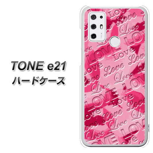 SIMフリー トーンモバイル TONE e21 高画質仕上げ 背面印刷 ハードケース【SC845 フラワーヴェルニLOVE濃いピンク（ローズアンディアン）】