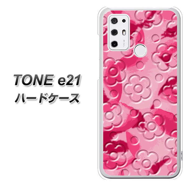 SIMフリー トーンモバイル TONE e21 高画質仕上げ 背面印刷 ハードケース【SC847 フラワーヴェルニ花濃いピンク(ローズアンディアン)】